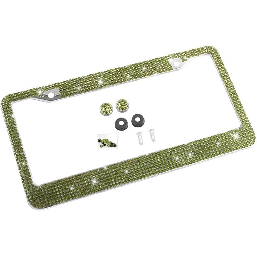 Блестящая рамка для номерного знака автомобиля, Ручная работа, Рамка для номерного знака из нержавеющей стали с кристаллами, Искрящаяся, Прочная, Универсальная посадка, Автомобильные аксессуары для девушек,