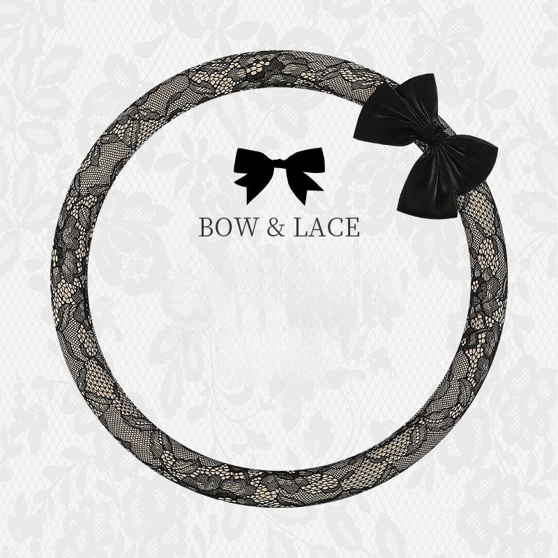 Car Steering Wheel Cover with Lace Goddess Design Cartoon Bowknot Hand Wrap Summer Interior Accessories handlebar Case For Women