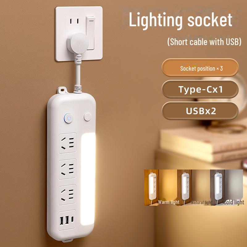 Многофункциональная розетка-ночник с USB-удлинителем для дома и офиса