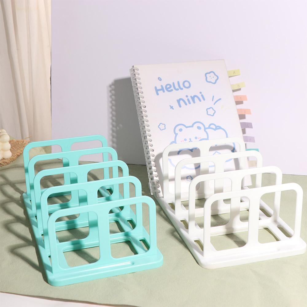 Display Desktop Bookends Plastic Divider Book Stand Self-assembly Desk Bookshelf  Bookshelf