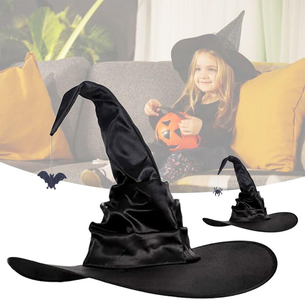 Pleated Modern Witch Hat Black Purple Makeup Props Leisure Halloween Hat Travel