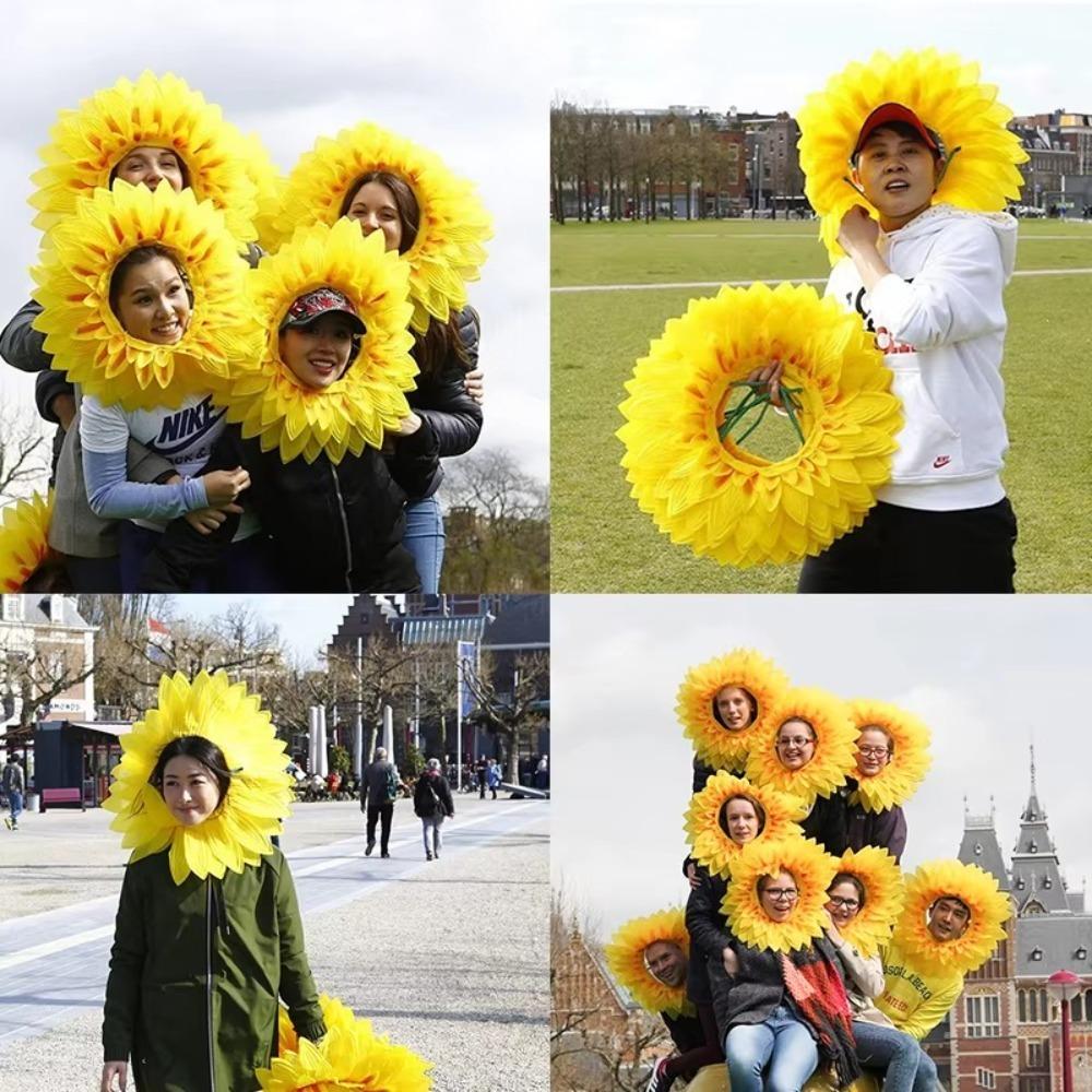 Yellow Sunflower Headgear Sunflower Hat Hood  For Dance Party Festival Games Kids Teens Adults