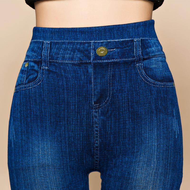 Женские брюки-карандаш больших размеров, имитация джинсов, джинсовые брюки, леггинсы с высокой талией, повседневные EMA