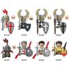 Medieval Military Figures Building Blocks Warrior Crusader Parts Pastor Knights Weapon Roman Sword Accessories Kids Toys