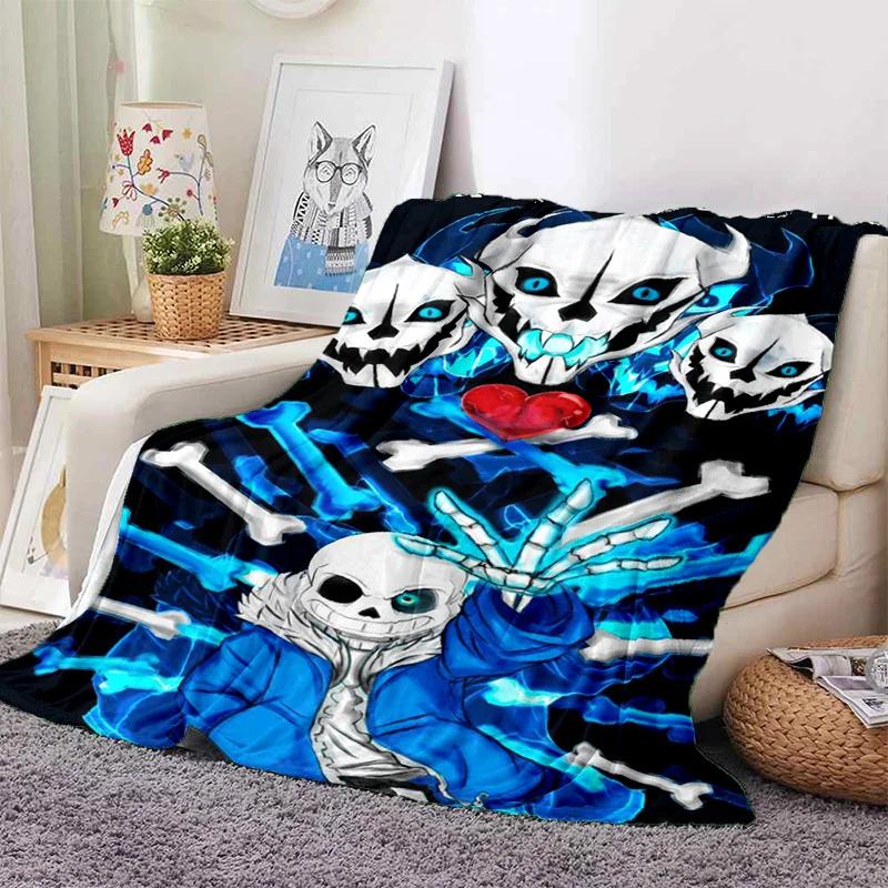 Funny U-Undertale Sans 3D Print Blanket Super Soft Warm Fleece Throw Blanket for Underground Legend Game Sofa Bed