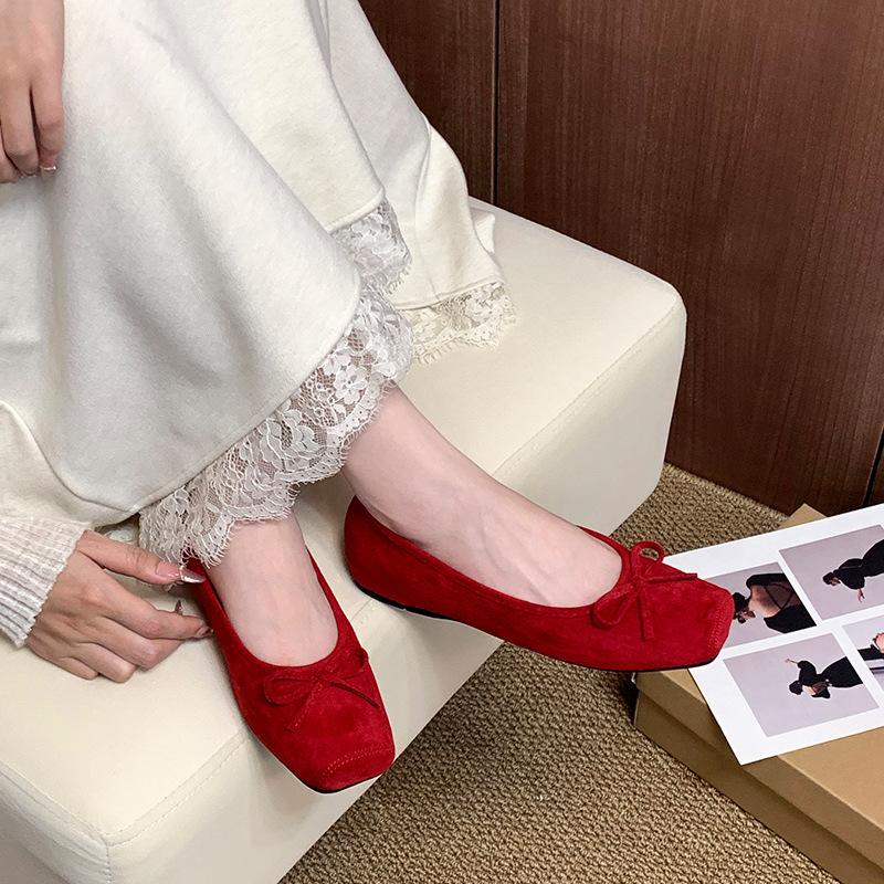 Туфли на скрытой платформе с квадратным носком для повседневной носки, женские туфли-лодочки с бантом в ретро-стиле