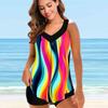 Женские купальники танкини, купальник из 2 предметов, разноцветные ленты с принтом, отпускные купальные костюмы