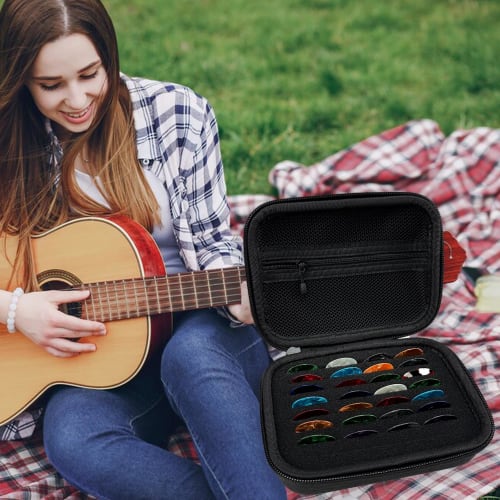 Guitar Pick Holder Case for Fender Dunlop D'Addario Dunlop Musical Instruments, Guitar Accessories, All Sizes, Pick Storage Pouch, Box Bag Only (Dark