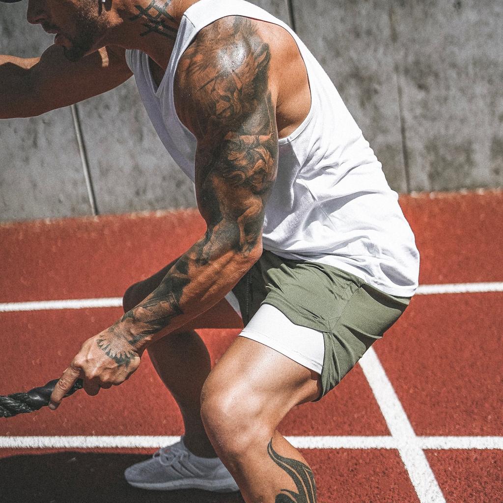 Пляжные шорты для отдыха с двухслойной сетчатой подкладкой для бега, спорта и фитнеса, мужские шорты