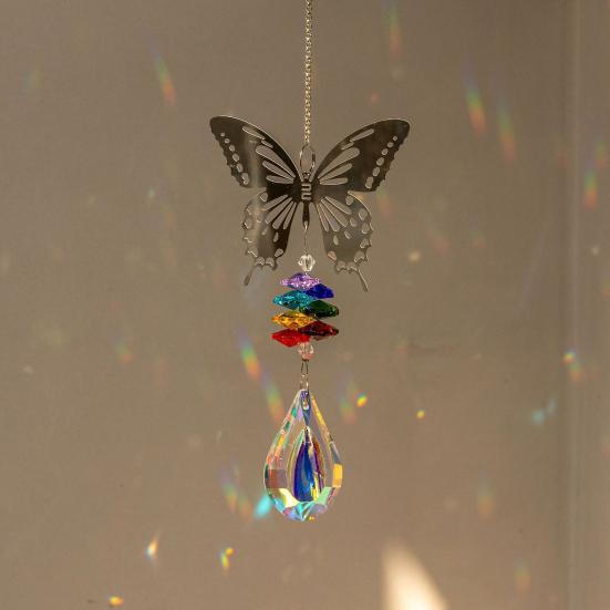 Faux Crystal Sun Catcher Decoration Hollow Fairy Tree of Life Owl Butterfly Hummingbird Hanging Ornament Indoor Outdoor Home Office Garden