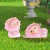 Pink Little Sheep Micro-landscape Cute Animal Little Pink Sheep Glow-in-light Small Ornament Resin Accessory