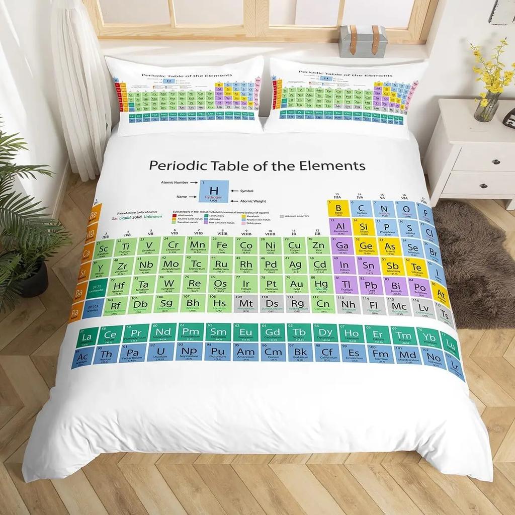 Periodic Table Of Elements Duvet Cover Twin Queen Science Theme Bedding Set For Chemistry Lovers Teens Kids Back To School Gifts