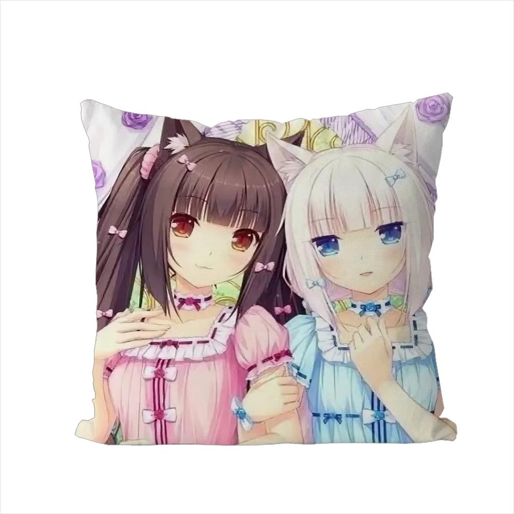 Наволочка NekoPara для Автомобиля Дивана Декоративная Домашняя Двусторонняя Печать Плюшевая Квадратная Подушка-Бросок Чехол