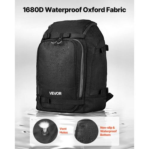 VEVOR Ski Boot Bag, 55L, Snowboard Boots Travel Backpack for Men Women, with Waterproof Exterior & Bottom, Durable 1680D Oxford, Bag for Skis