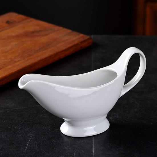 Белый керамический соусник-соусник с большим носиком для заливки, нескользящий нижний дозатор для заправок для салатов с подливой