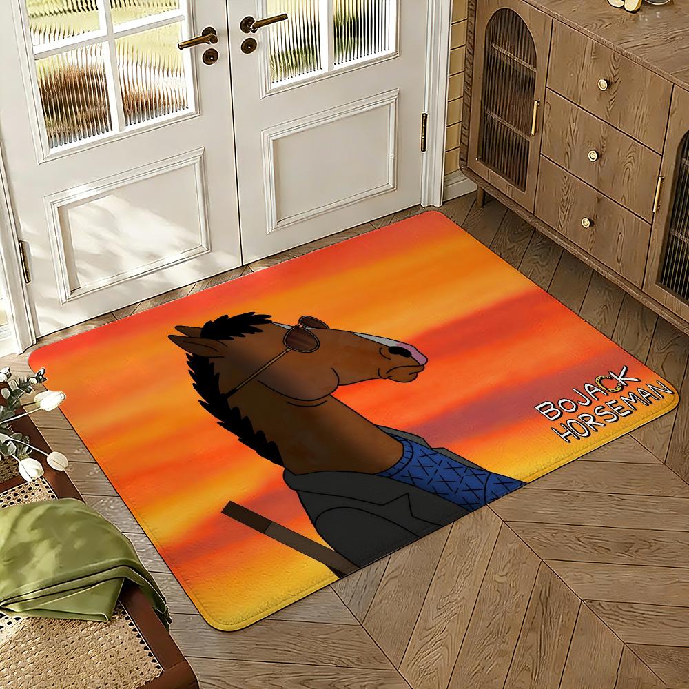 Anime classic B-BoJack Art Horseman Thickened Absorbent Non-Slip Floor Mat Bedroom Living Room Door Mat Flannel Rug