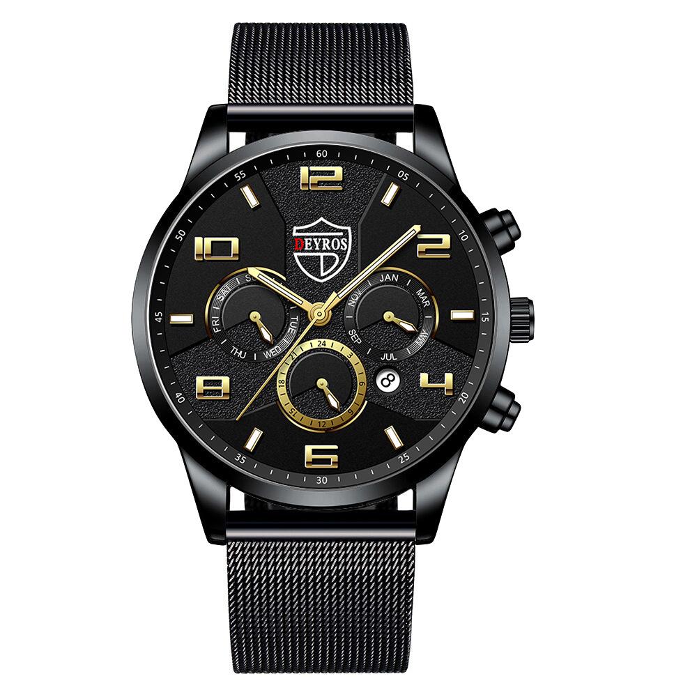 Men'S Fashion Watch Luminous Stainless Steel Men'S Business Calendar Quartz Watch