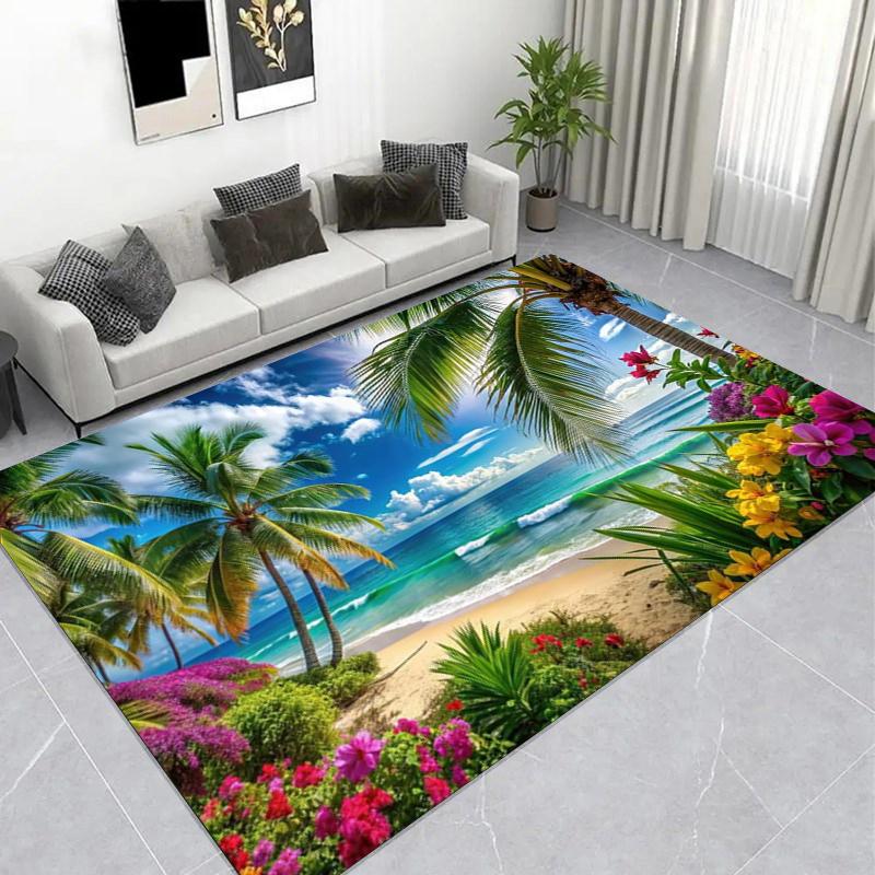 Fire Headphones Music Graffiti Printed Area Rug, Non-Slip Living Room Floor Mat Home Decor