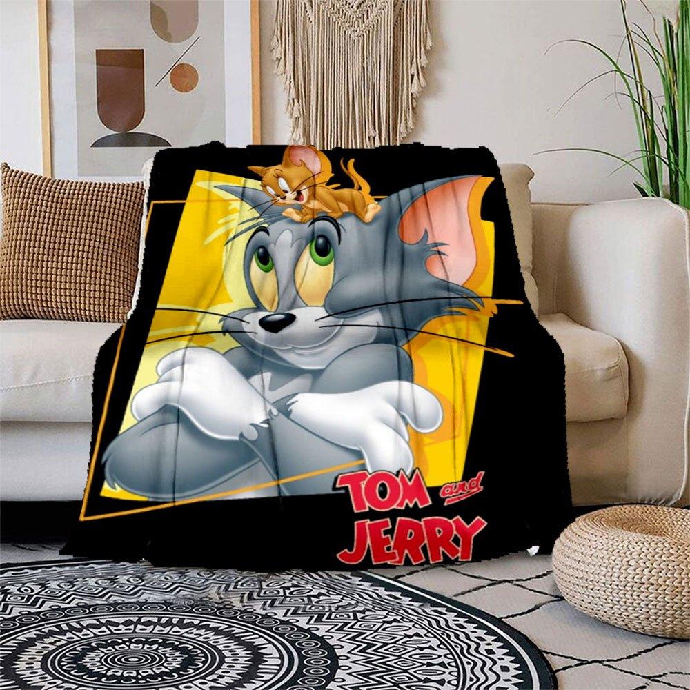 Tom and Jerry Blanket Flannel Throw Blanket for Sofa, Bed, Travel, Camping, Office