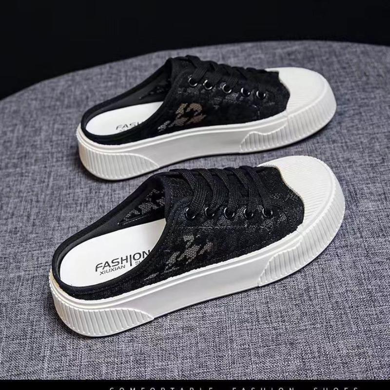 Обувь для женщин 2024 года, женские тапочки-мюли, летние шлепанцы, сандалии с ремешком, черные, снаружи B, стильные, низкие цены, повседневные, уникальные