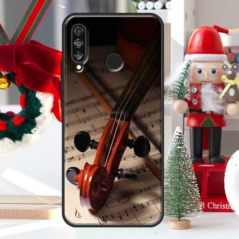 Elegant Wooden Violins Bow Music For Huawei Nova 7i 8i 11i 12i 12s Y73 Y70 Y90 Y60 Y72 Y61 Y91 9 10 SE P30 Pro P40 Lite Case