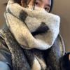 New Mohair FF Braided Scarf for Women Winter Shawl Thickened High End Couple Warm Men's Scarf Trendy