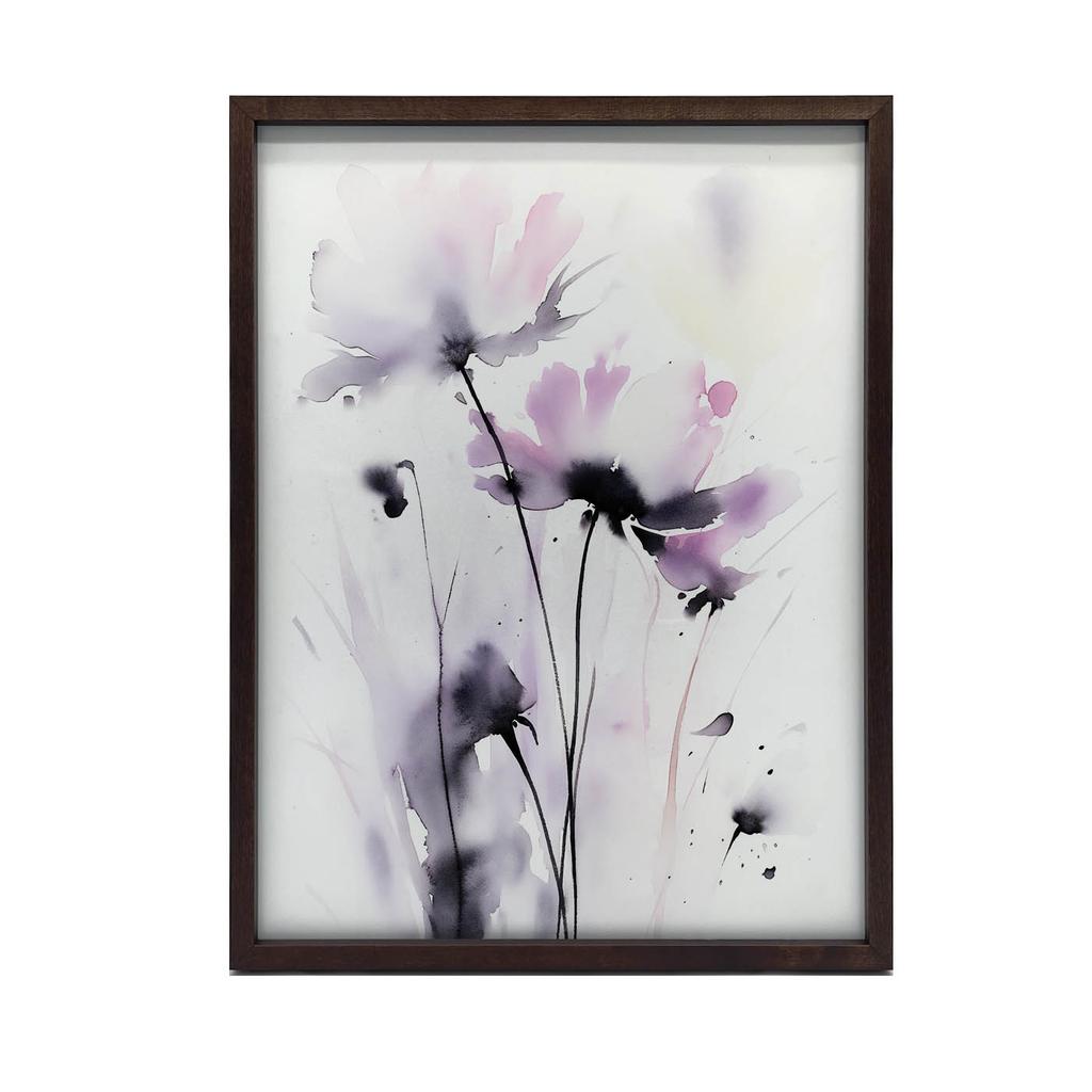 Delikatne Kwiaty Akwarelowe Delikatne Kwiaty Akwarelowe, 50X70 Cm, Rama Aluminiowa Czarna, Papier Matowy 230 Gsm