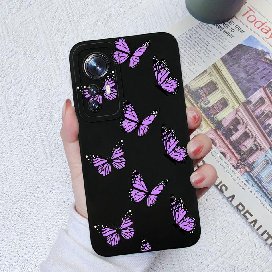 For Xiaomi 12 Pro Lite Ultra Phone Cases Butterfly Cat Heart Liquid Silicone Camera Protection Shell Cover For Xiaomi12 Bumper