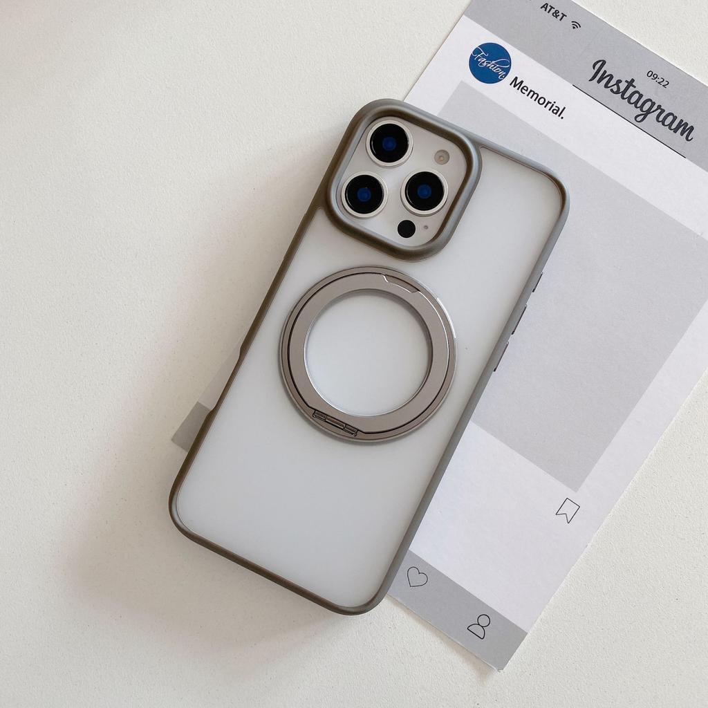 Подходит для Apple 16 Вращающаяся подставка Чехол для телефона, Магнитное притяжение IPhone15ProMax Матовое ощущение кожи Противоударный защитный чехол