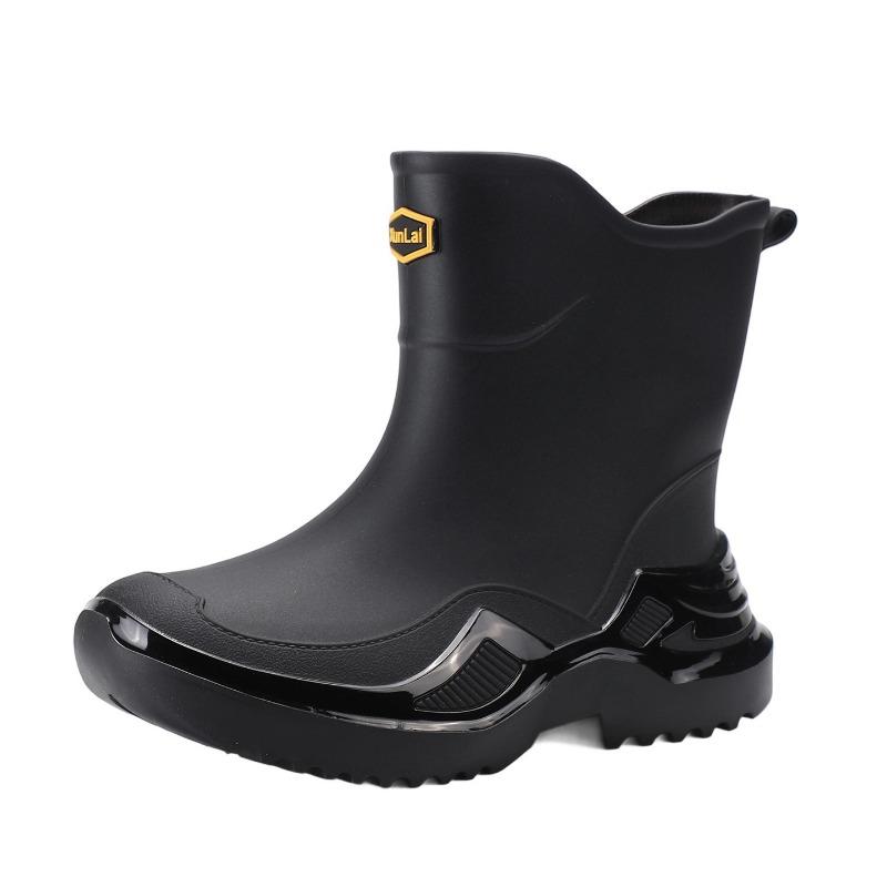 Классические черные нескользящие мужские резиновые туфли дождевые туфли короткие спортивные водные ботинки расширенные и утолщенные экологичные водные туфли