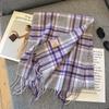 100% Wool Scarf For Women Men British Style Tartan Plaid Cashmere Scarves With Tassel Female Winter Warm Neck Scarf Shawl