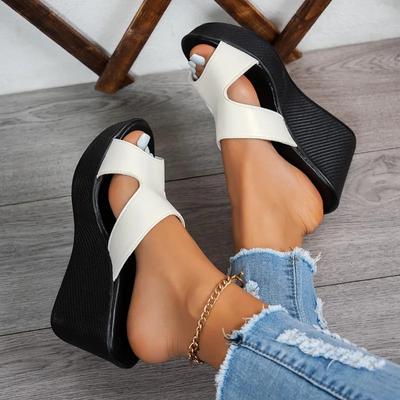 Модная повседневная женская обувь 2025 горячая распродажа с открытым носком женские тапочки на платформе уличные тапочки женские супер высокие танкетки сандалии с круглым носком