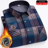 Men's Elastic Non-Iron Plaid Shirt - Warm, Thickened, Long-Sleeved for Casual or Business Wear In Autumn and Winter.