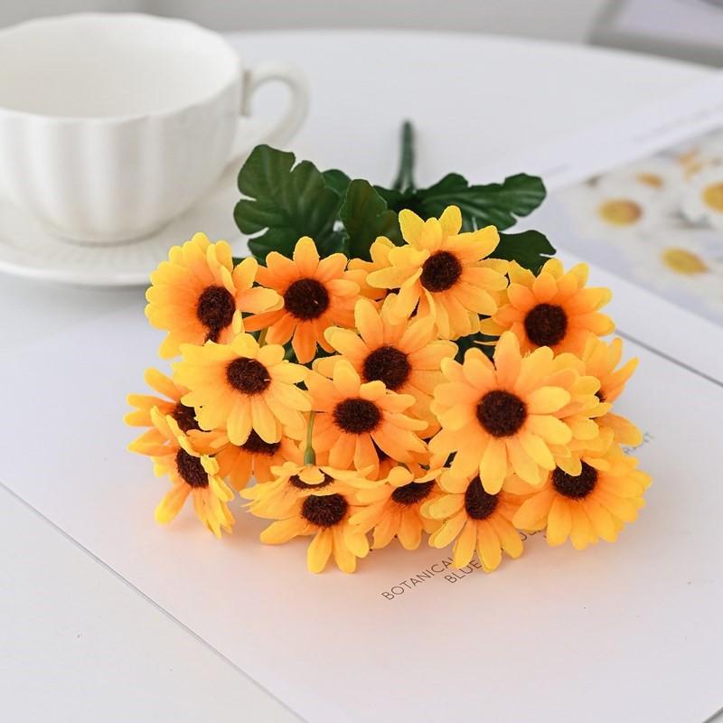 2/5pcs 7 Forks 22 Heads Little Daisy Combination Bouquet Artificial Flowers Wedding Party Home Garland Room Table Decoration DIY