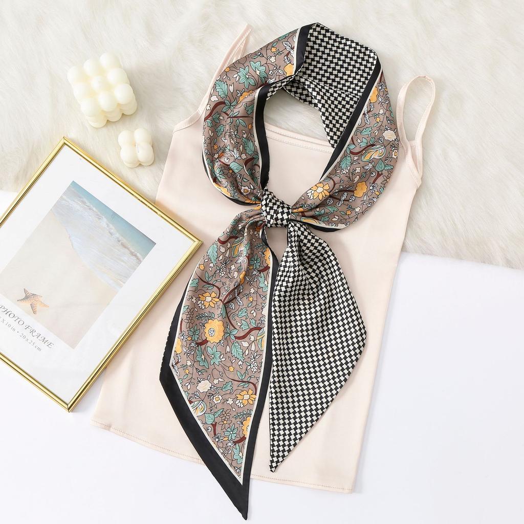 New Simulation Silk Long Scarf Fashionable Versatile Suit Double-Layer Scarf Decorative Bag Wrapped With Professional Scarf For Women