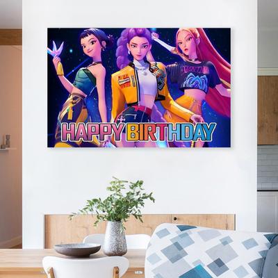 Фоновая ткань Демон Фильм Охотники С Днем Рождения Баннер Задник Подвесная ткань Украшение Детские товары для вечеринки