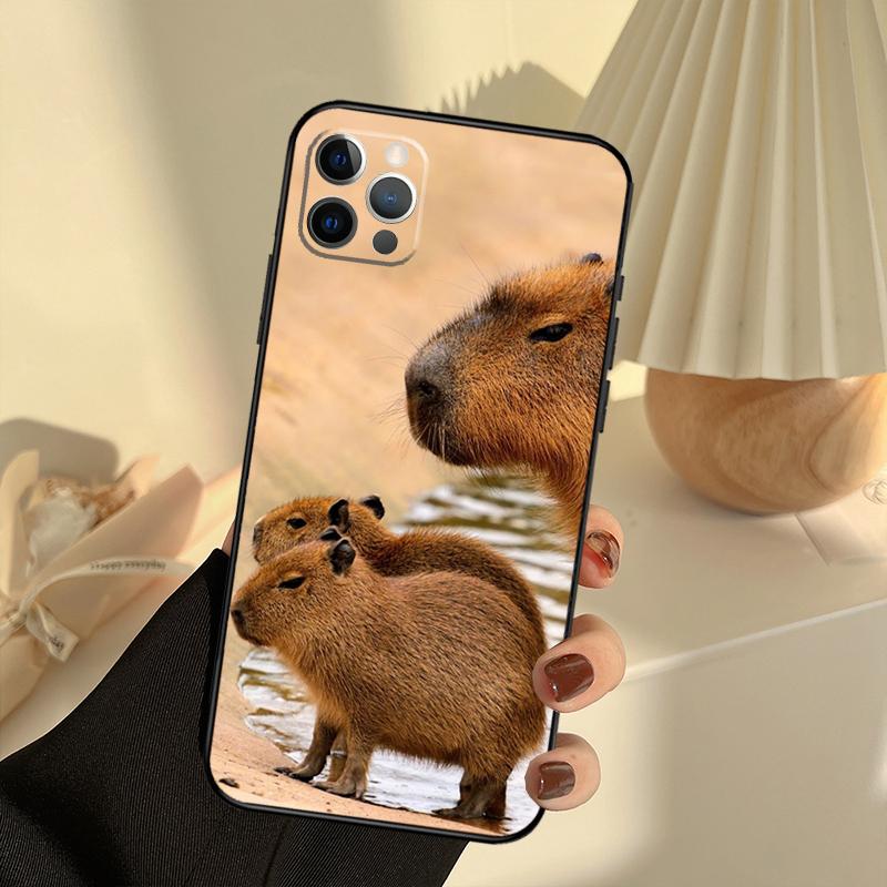 Capybara Animal Phone Case For iPhone 15 14 13 12 11 16 17 Pro Max 13 mini 15 16 Plus 16e 17 Air Cover Funda