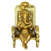 Golden Metal Handcrafted Lord Ganesha Idol Reading Book On Rocking Chair - God Idol for Home Decor,