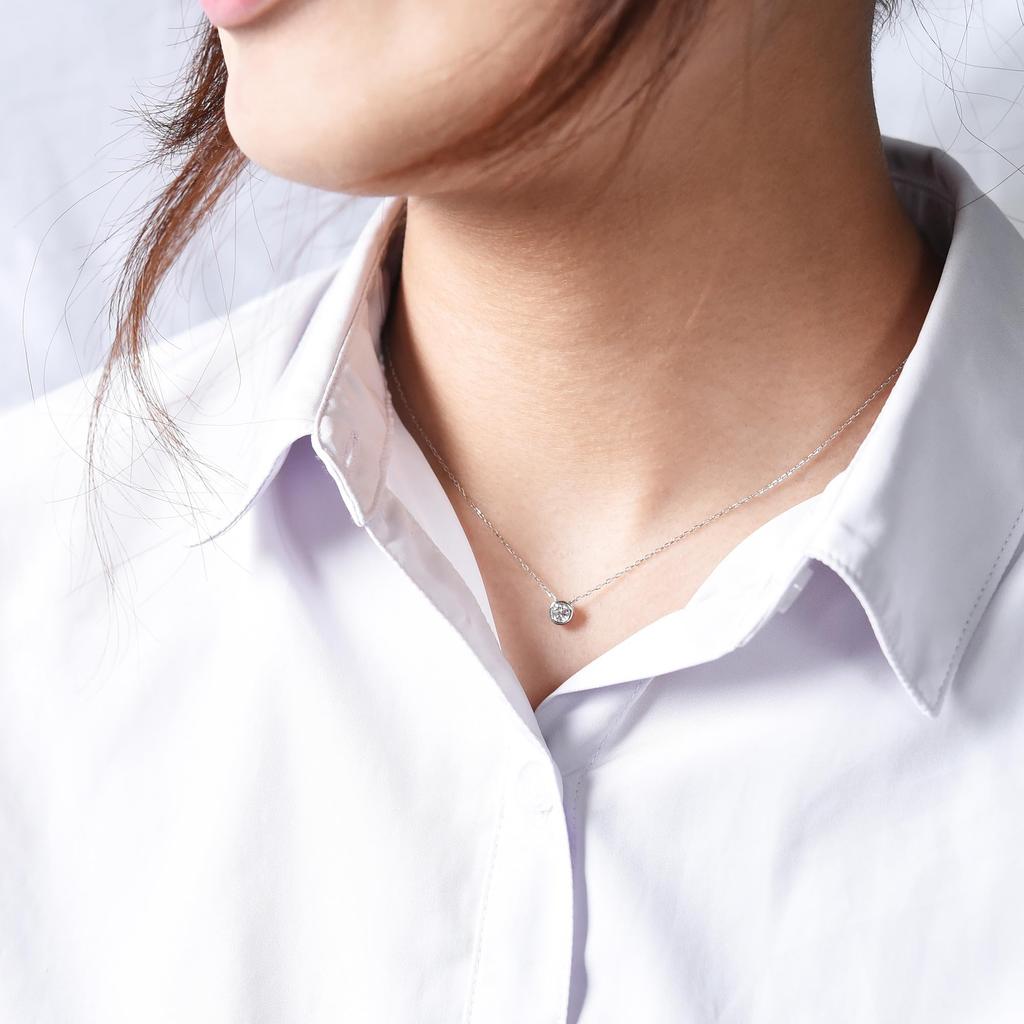 Single Diamond Necklace Nude K18 Pt950 Single Stone Carat 18K 18K Gold Fukurin Diamond Simple Pendant Jewelry Xmas Jewelry Christmas Jewelry Christmas