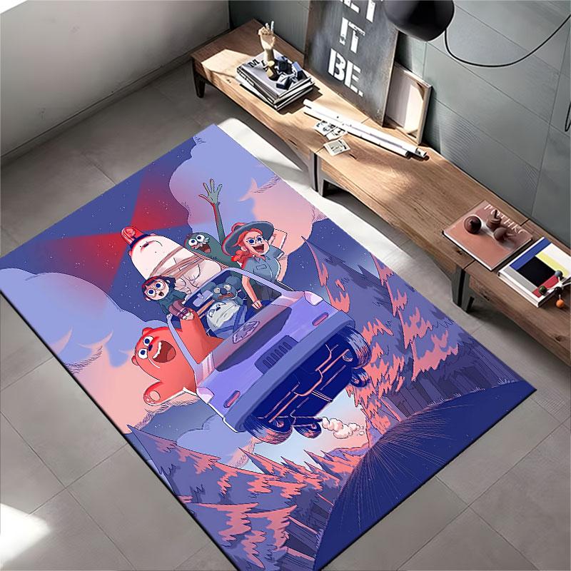 Cartoon Adventure Car Scene suitable as a non-slip mat for the living room or bedroom sofa