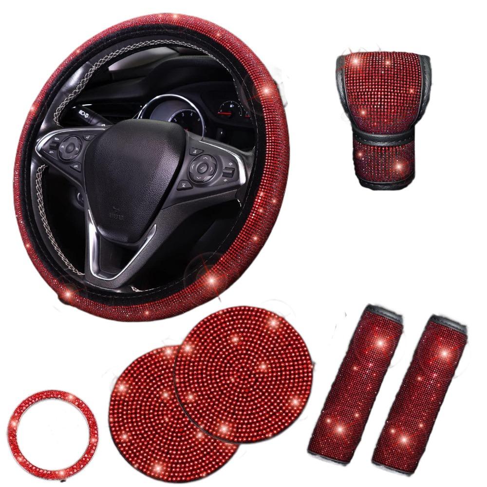 Rhinestone Bling Car Interior Accessories Set Steering Wheel Protective Case Car Protection