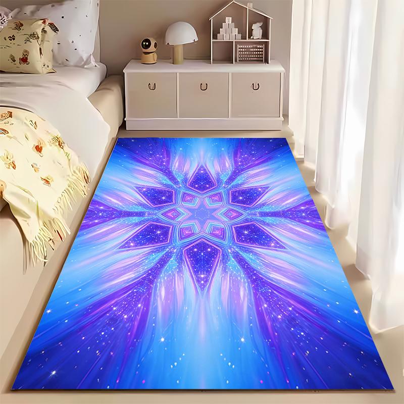 Colorful Starburst Pattern Area Rug, Purple and Blue Galaxy Design Suitable for use as an anti-slip for living room bedroom sofas