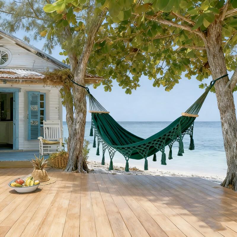 OLOEY Outdoor Canvas Tassel Hammock