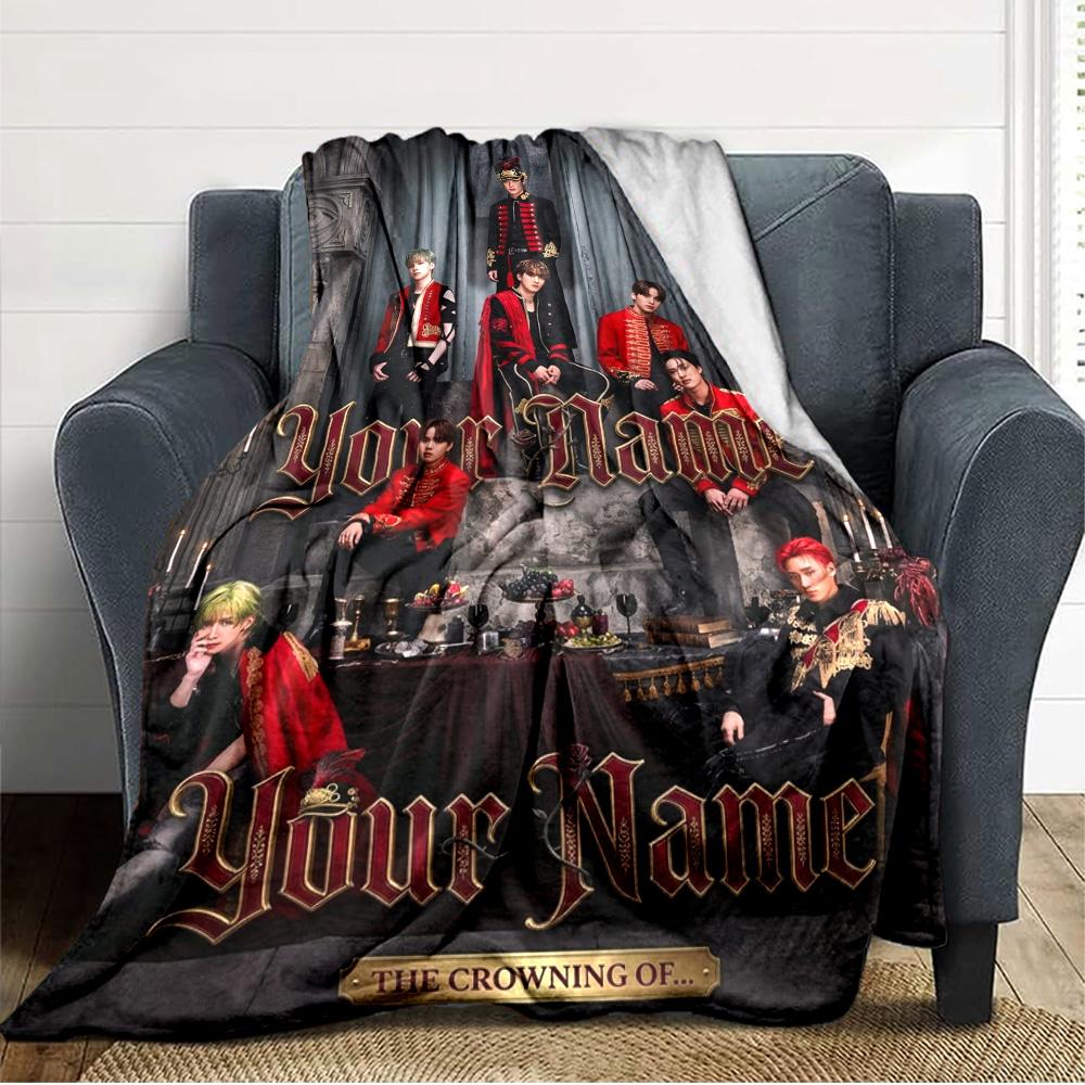 Name Custom Ateez Print Flannel Blanket High Quality Warm Comfortable Cover for All Seasons Perfect for Gifts Home Decor