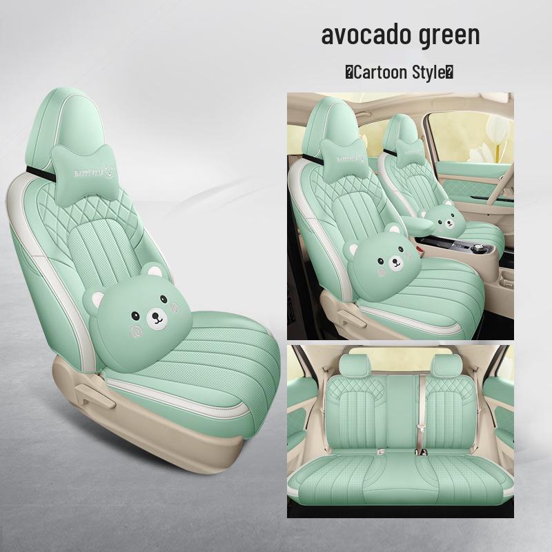 ORA Good Cat Cartoon Leather Car Seat Cushion - Universal Fit, Four Seasons