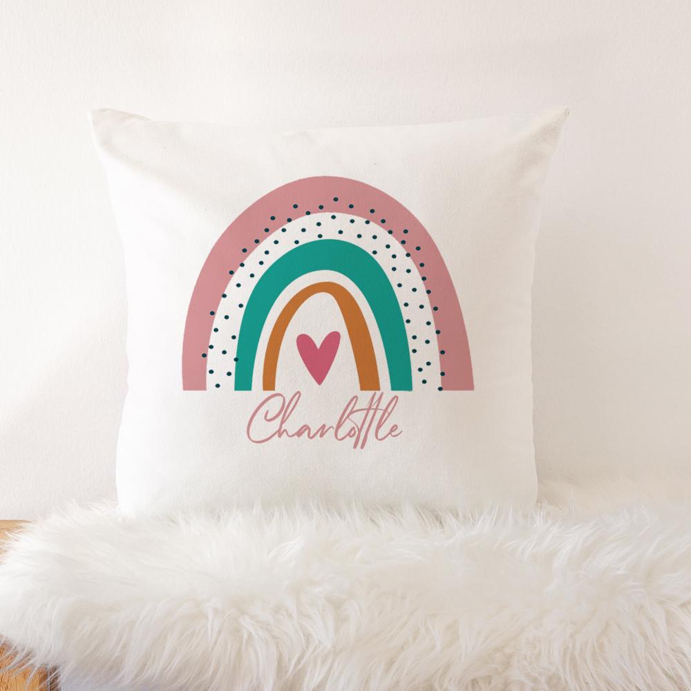 Custom Boho Rainbow Crib Bedding Pillow Cover Personalized Kids Bed Pillow Baby Girl Shower Gifts Rainbow Girls Bedroom Decor