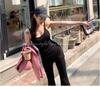 Same-Day Shipping: Cozy Korean Fashion Set – Soft Black Camisole + Relaxed Fit Long Pants