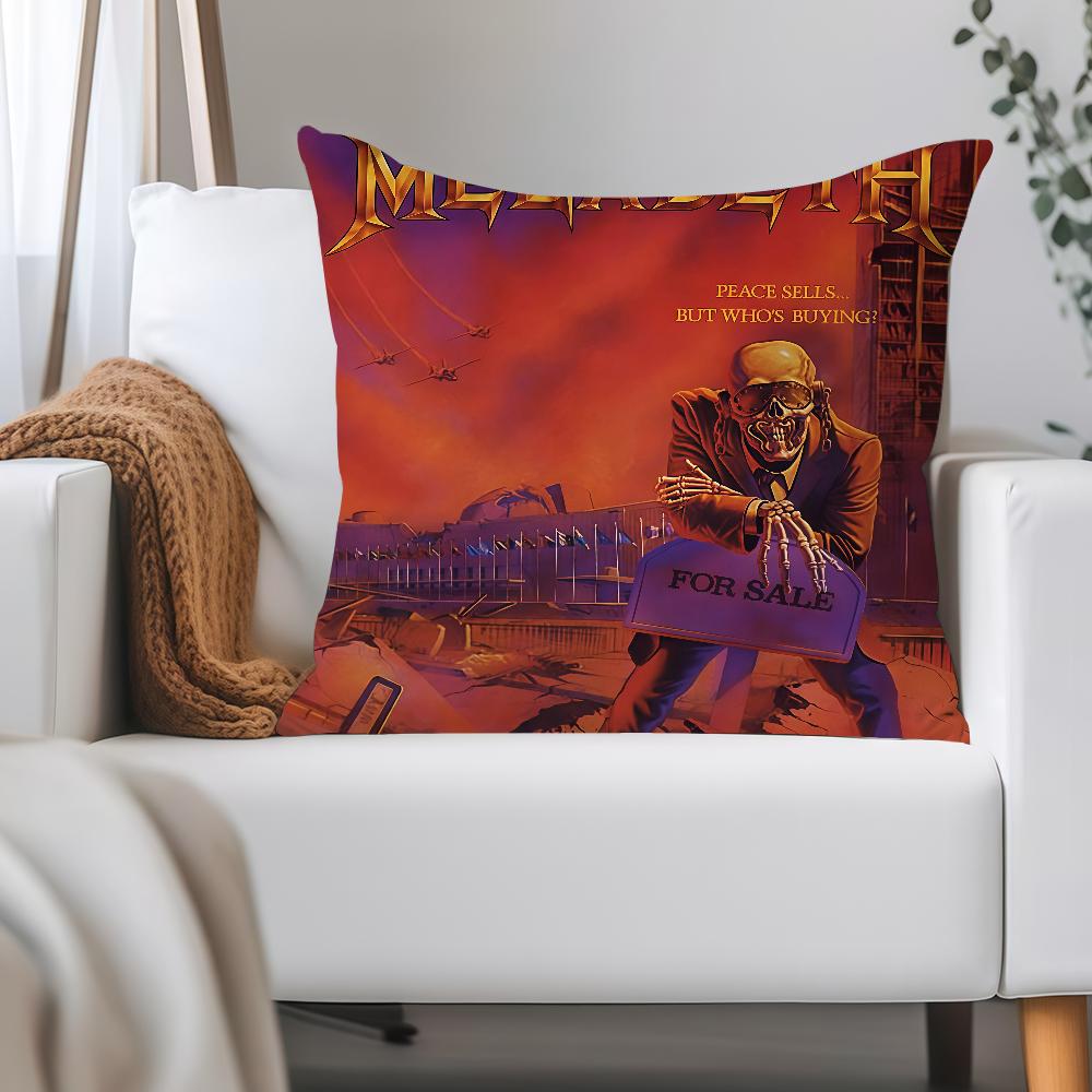 M-megadeth Band Pillow Case Applicable Space For Guest Rooms Interiors Cars Office House Decoration