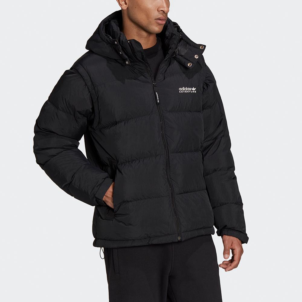 Adidas Куртка Originals Optimus со съемными рукавами и пуховым пальто с капюшоном Мужская верхняя одежда черного цвета H13574