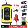 12 В зарядное устройство для аккумулятора с цифровым ЖК-дисплеем, быстрое зарядное устройство для аккумулятора с импульсным ремонтом, быстрое зарядное устройство для автомобиля, вилка ЕС